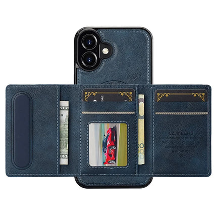LC.IMEEKE L5 For iPhone 16 Plus Magnetic Phone Case Leather Back Cover with Detachable Card Holder