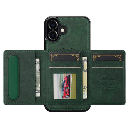 LC.IMEEKE L5 For iPhone 16 Plus Magnetic Phone Case Leather Back Cover with Detachable Card Holder