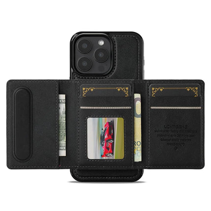 LC.IMEEKE L5 For iPhone 15 Pro Max Magnetic Phone Case Leather Back Cover with Detachable Card Holder