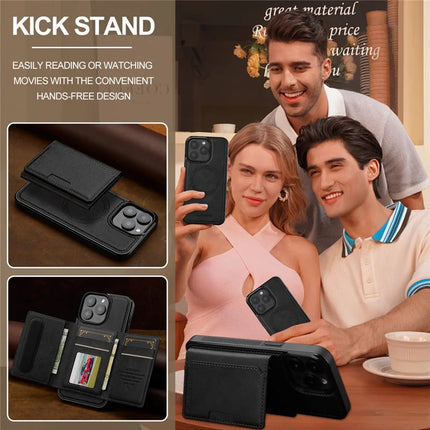 LC.IMEEKE L5 For iPhone 15 Pro Max Magnetic Phone Case Leather Back Cover with Detachable Card Holder