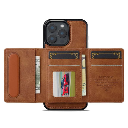 LC.IMEEKE L5 For iPhone 15 Pro Max Magnetic Phone Case Leather Back Cover with Detachable Card Holder