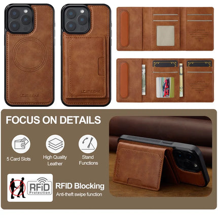 LC.IMEEKE L5 For iPhone 15 Pro Max Magnetic Phone Case Leather Back Cover with Detachable Card Holder