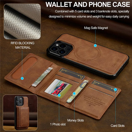 LC.IMEEKE L5 For iPhone 15 Pro Max Magnetic Phone Case Leather Back Cover with Detachable Card Holder