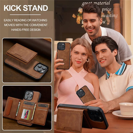 LC.IMEEKE L5 For iPhone 15 Pro Max Magnetic Phone Case Leather Back Cover with Detachable Card Holder