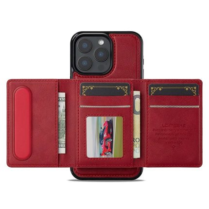 LC.IMEEKE L5 For iPhone 15 Pro Max Magnetic Phone Case Leather Back Cover with Detachable Card Holder