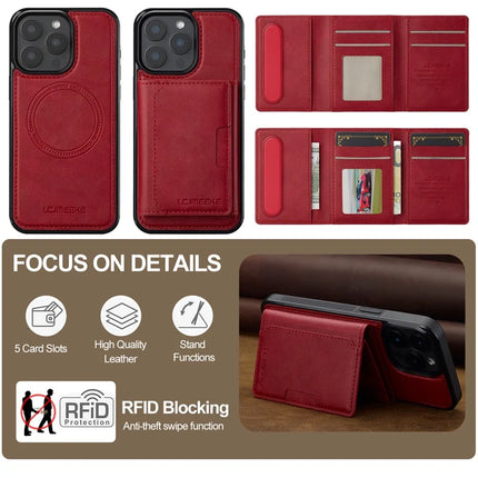 LC.IMEEKE L5 For iPhone 15 Pro Max Magnetic Phone Case Leather Back Cover with Detachable Card Holder