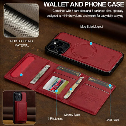 LC.IMEEKE L5 For iPhone 15 Pro Max Magnetic Phone Case Leather Back Cover with Detachable Card Holder