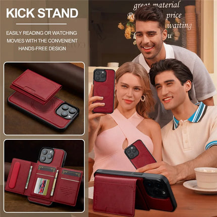 LC.IMEEKE L5 For iPhone 15 Pro Max Magnetic Phone Case Leather Back Cover with Detachable Card Holder