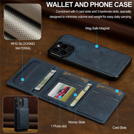 LC.IMEEKE L5 For iPhone 15 Pro Max Magnetic Phone Case Leather Back Cover with Detachable Card Holder
