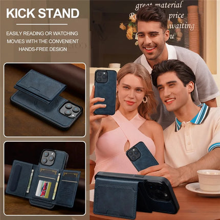 LC.IMEEKE L5 For iPhone 15 Pro Max Magnetic Phone Case Leather Back Cover with Detachable Card Holder