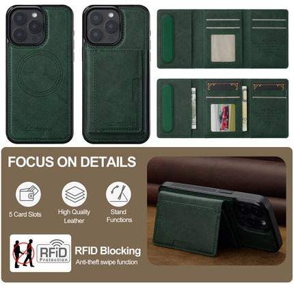LC.IMEEKE L5 For iPhone 15 Pro Max Magnetic Phone Case Leather Back Cover with Detachable Card Holder