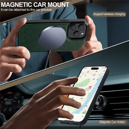 LC.IMEEKE L5 For iPhone 15 Pro Max Magnetic Phone Case Leather Back Cover with Detachable Card Holder