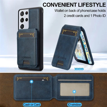 LC.IMEEKE L3 For Samsung Galaxy S22 Ultra 5G Magnetic Case Detachable Card Holder Leather+TPU Mobile Cover