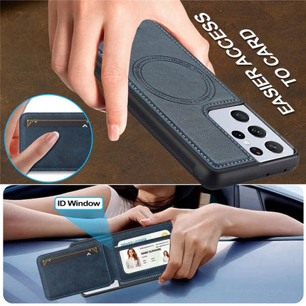 LC.IMEEKE L3 For Samsung Galaxy S22 Ultra 5G Magnetic Case Detachable Card Holder Leather+TPU Mobile Cover