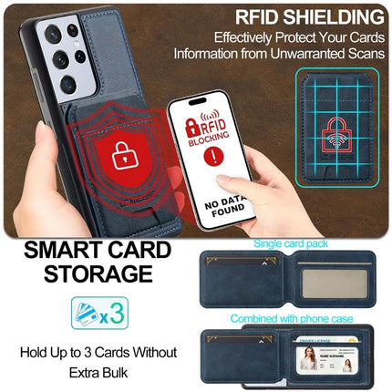 LC.IMEEKE L3 For Samsung Galaxy S22 Ultra 5G Magnetic Case Detachable Card Holder Leather+TPU Mobile Cover