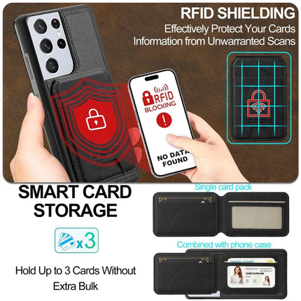 LC.IMEEKE L3 For Samsung Galaxy S22 Ultra 5G Magnetic Case Detachable Card Holder Leather+TPU Mobile Cover