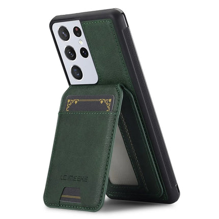 LC.IMEEKE L3 For Samsung Galaxy S22 Ultra 5G Magnetic Case Detachable Card Holder Leather+TPU Mobile Cover