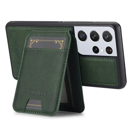 LC.IMEEKE L3 For Samsung Galaxy S22 Ultra 5G Magnetic Case Detachable Card Holder Leather+TPU Mobile Cover
