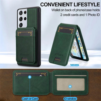 LC.IMEEKE L3 For Samsung Galaxy S22 Ultra 5G Magnetic Case Detachable Card Holder Leather+TPU Mobile Cover