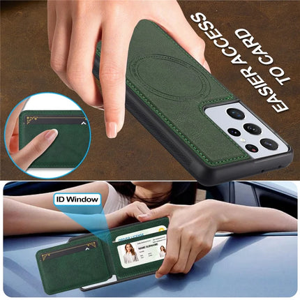 LC.IMEEKE L3 For Samsung Galaxy S22 Ultra 5G Magnetic Case Detachable Card Holder Leather+TPU Mobile Cover