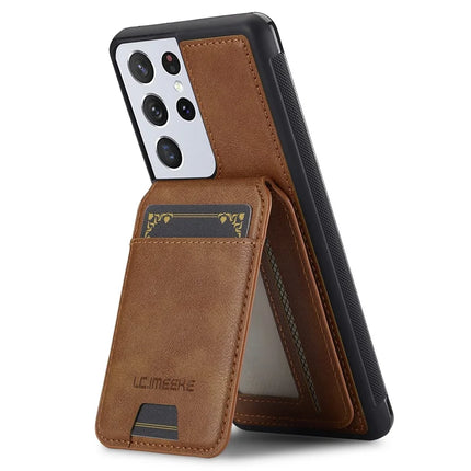 LC.IMEEKE L3 For Samsung Galaxy S22 Ultra 5G Magnetic Case Detachable Card Holder Leather+TPU Mobile Cover