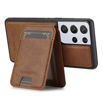 LC.IMEEKE L3 For Samsung Galaxy S22 Ultra 5G Magnetic Case Detachable Card Holder Leather+TPU Mobile Cover