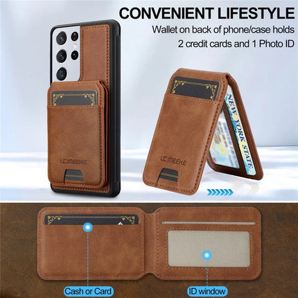 LC.IMEEKE L3 For Samsung Galaxy S22 Ultra 5G Magnetic Case Detachable Card Holder Leather+TPU Mobile Cover