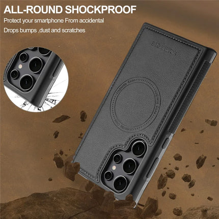 LC.IMEEKE L5 For Samsung Galaxy S23 Ultra Magnetic Phone Case Leather Back Cover with Detachable Card Holder