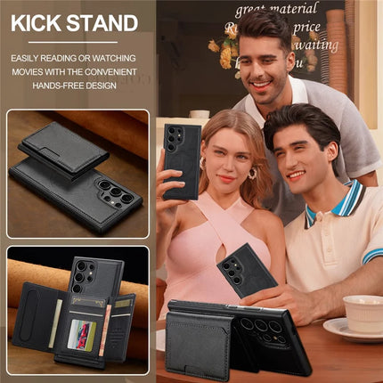 LC.IMEEKE L5 For Samsung Galaxy S23 Ultra Magnetic Phone Case Leather Back Cover with Detachable Card Holder