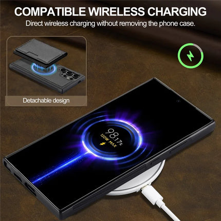 LC.IMEEKE L5 For Samsung Galaxy S23 Ultra Magnetic Phone Case Leather Back Cover with Detachable Card Holder