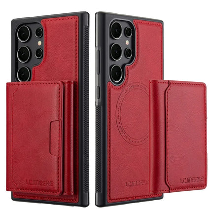 LC.IMEEKE L5 For Samsung Galaxy S23 Ultra Magnetic Phone Case Leather Back Cover with Detachable Card Holder