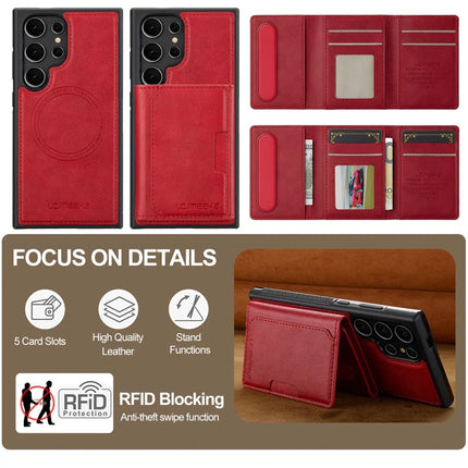 LC.IMEEKE L5 For Samsung Galaxy S23 Ultra Magnetic Phone Case Leather Back Cover with Detachable Card Holder