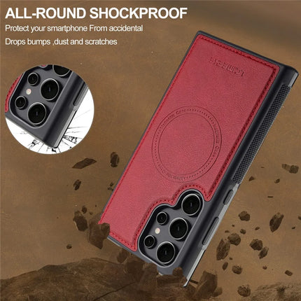 LC.IMEEKE L5 For Samsung Galaxy S23 Ultra Magnetic Phone Case Leather Back Cover with Detachable Card Holder