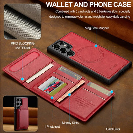 LC.IMEEKE L5 For Samsung Galaxy S23 Ultra Magnetic Phone Case Leather Back Cover with Detachable Card Holder