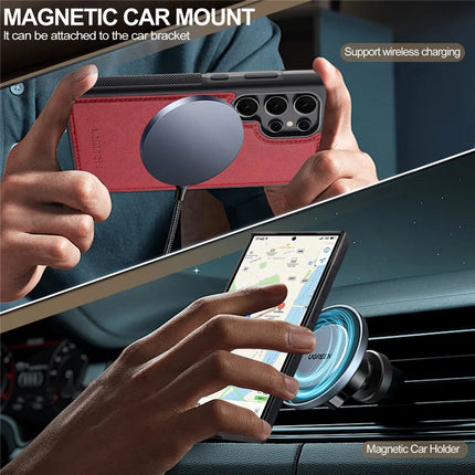LC.IMEEKE L5 For Samsung Galaxy S23 Ultra Magnetic Phone Case Leather Back Cover with Detachable Card Holder