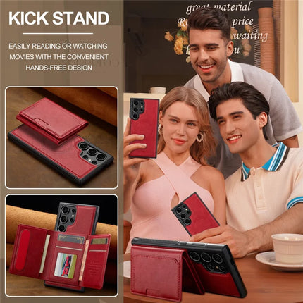 LC.IMEEKE L5 For Samsung Galaxy S23 Ultra Magnetic Phone Case Leather Back Cover with Detachable Card Holder