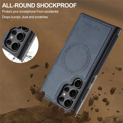 LC.IMEEKE L5 For Samsung Galaxy S23 Ultra Magnetic Phone Case Leather Back Cover with Detachable Card Holder