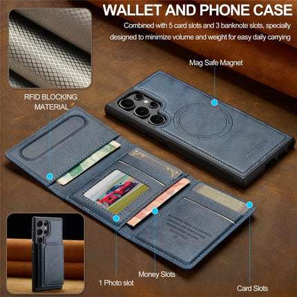 LC.IMEEKE L5 For Samsung Galaxy S23 Ultra Magnetic Phone Case Leather Back Cover with Detachable Card Holder