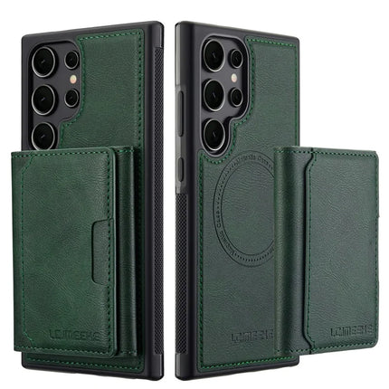 LC.IMEEKE L5 For Samsung Galaxy S23 Ultra Magnetic Phone Case Leather Back Cover with Detachable Card Holder