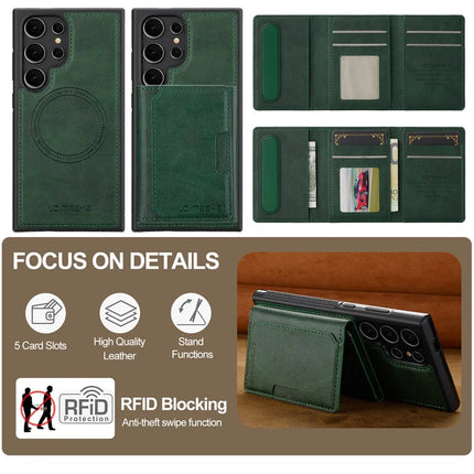 LC.IMEEKE L5 For Samsung Galaxy S23 Ultra Magnetic Phone Case Leather Back Cover with Detachable Card Holder