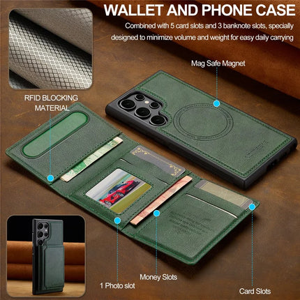 LC.IMEEKE L5 For Samsung Galaxy S23 Ultra Magnetic Phone Case Leather Back Cover with Detachable Card Holder