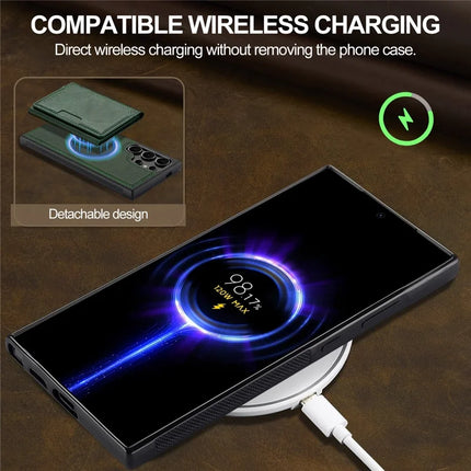 LC.IMEEKE L5 For Samsung Galaxy S23 Ultra Magnetic Phone Case Leather Back Cover with Detachable Card Holder