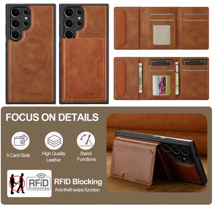 LC.IMEEKE L5 For Samsung Galaxy S23 Ultra Magnetic Phone Case Leather Back Cover with Detachable Card Holder