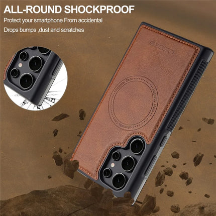 LC.IMEEKE L5 For Samsung Galaxy S23 Ultra Magnetic Phone Case Leather Back Cover with Detachable Card Holder