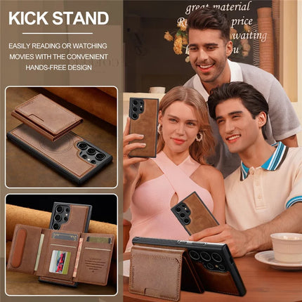 LC.IMEEKE L5 For Samsung Galaxy S23 Ultra Magnetic Phone Case Leather Back Cover with Detachable Card Holder