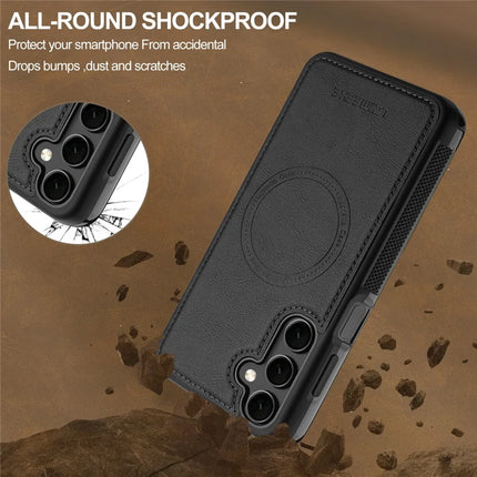 LC.IMEEKE L5 For Samsung Galaxy S23 FE Magnetic Phone Case Leather Back Cover with Detachable Card Holder