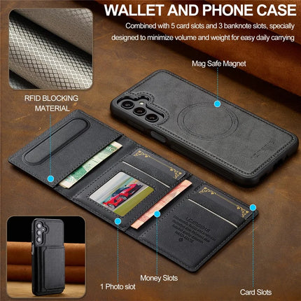 LC.IMEEKE L5 For Samsung Galaxy S23 FE Magnetic Phone Case Leather Back Cover with Detachable Card Holder