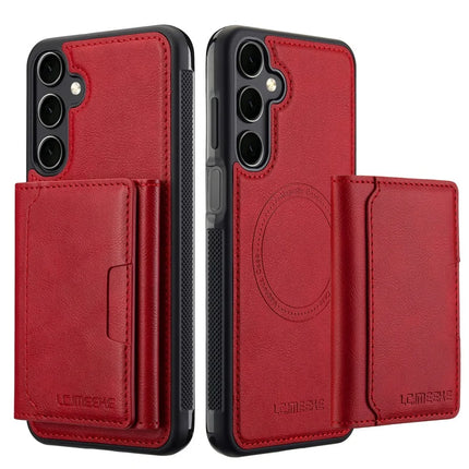 LC.IMEEKE L5 For Samsung Galaxy S23 FE Magnetic Phone Case Leather Back Cover with Detachable Card Holder