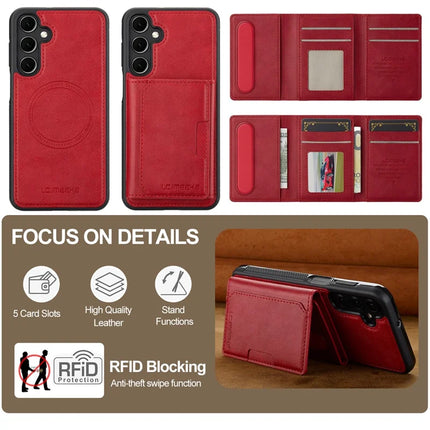 LC.IMEEKE L5 For Samsung Galaxy S23 FE Magnetic Phone Case Leather Back Cover with Detachable Card Holder