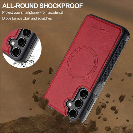 LC.IMEEKE L5 For Samsung Galaxy S23 FE Magnetic Phone Case Leather Back Cover with Detachable Card Holder